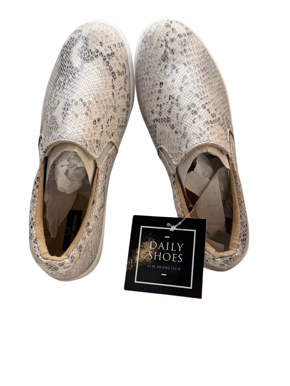 Daily Shoes Snakeskin Print Slip On Sneakers Womens 7.5 NWT Neutral Comfort